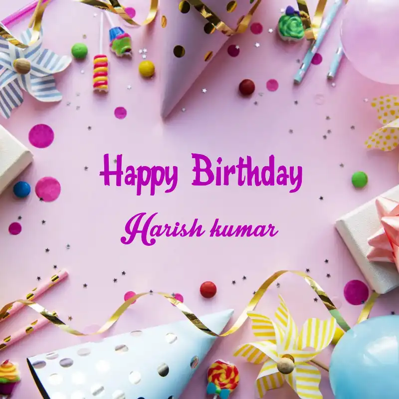 Happy Birthday Harish kumar Party Background Card